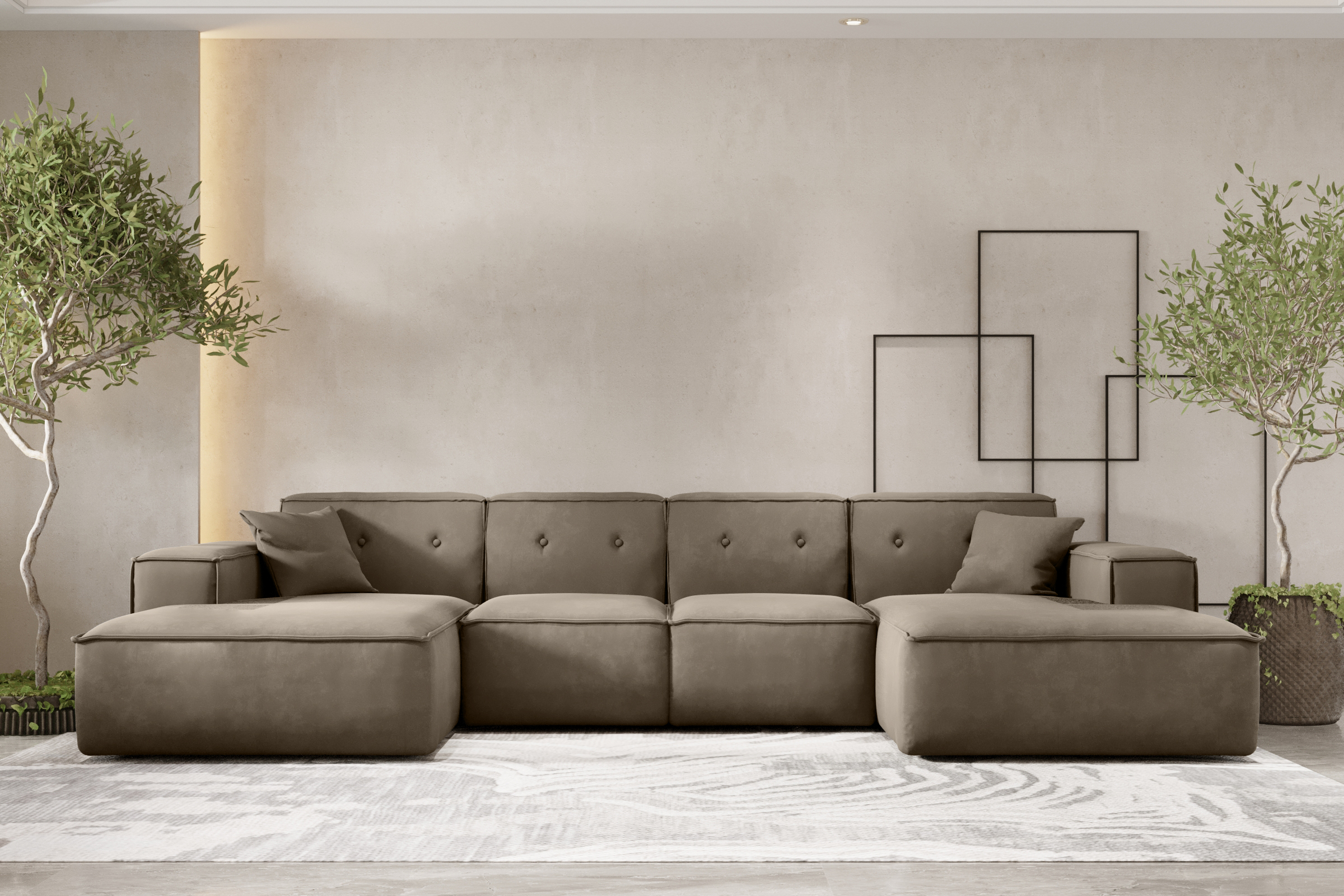 Ecksofa LUGA U L Beige